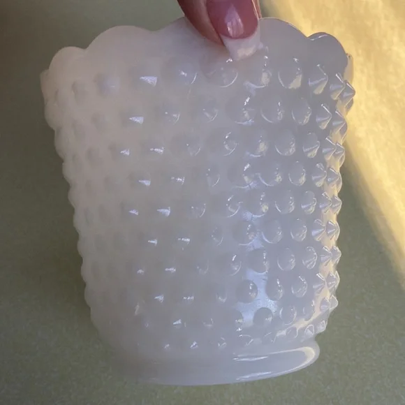 Vintage Fire king oven ware small milk glass hobnail dish A12 - Picture 8 of 12